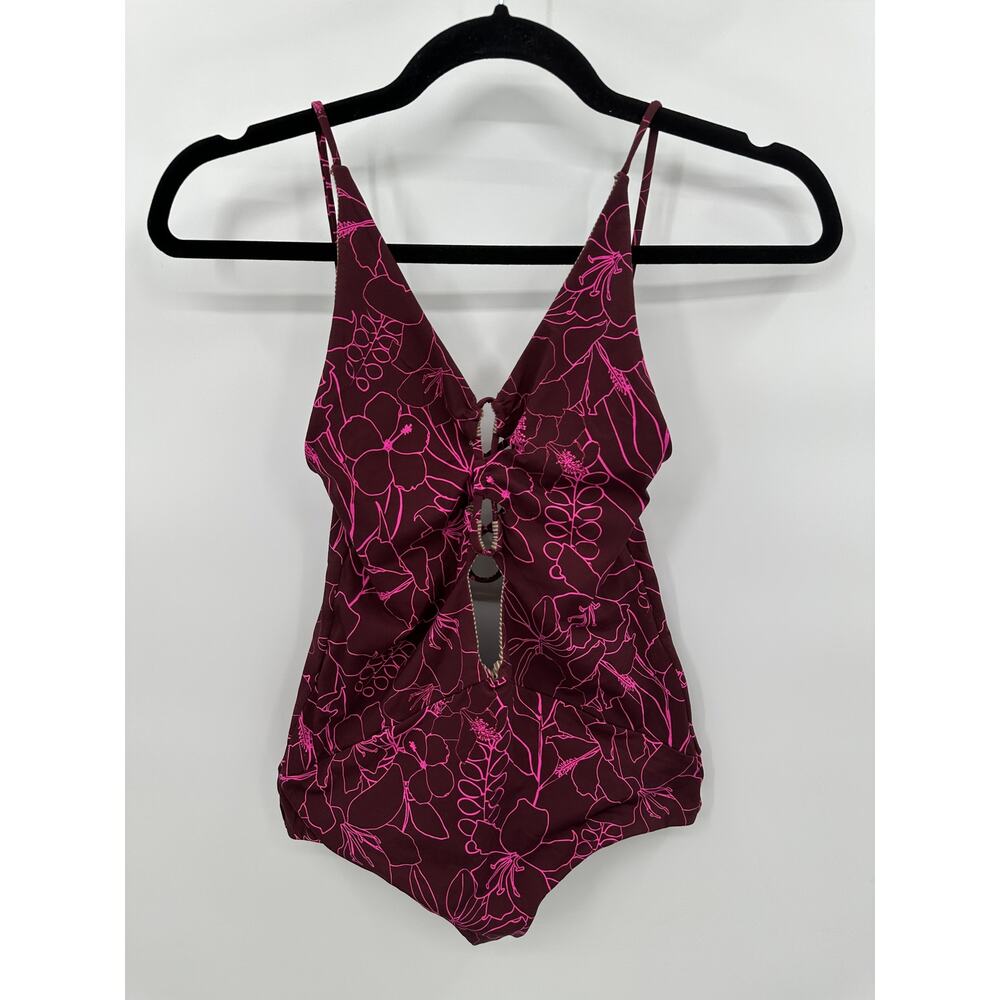Acacia Kokomo One Piece Swimsuit in Neon Paradise Size P XS Pink Floral